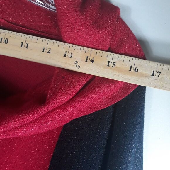 STYLE & CO. Cowl Neck Sweater Top Womens XL Red Black Shimmer Festive Dolman - Picture 7 of 12